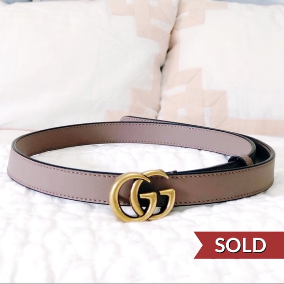 Gucci Accessories - Gucci Marmont Dusty Pink Skinny Belt